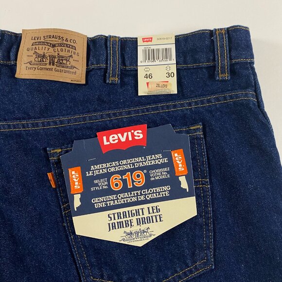 Vintage Levi's 619 Jeans Men's 46x30 Fits 44x31 Straight Leg Orange Tab Y2K NWT - Picture 1 of 16